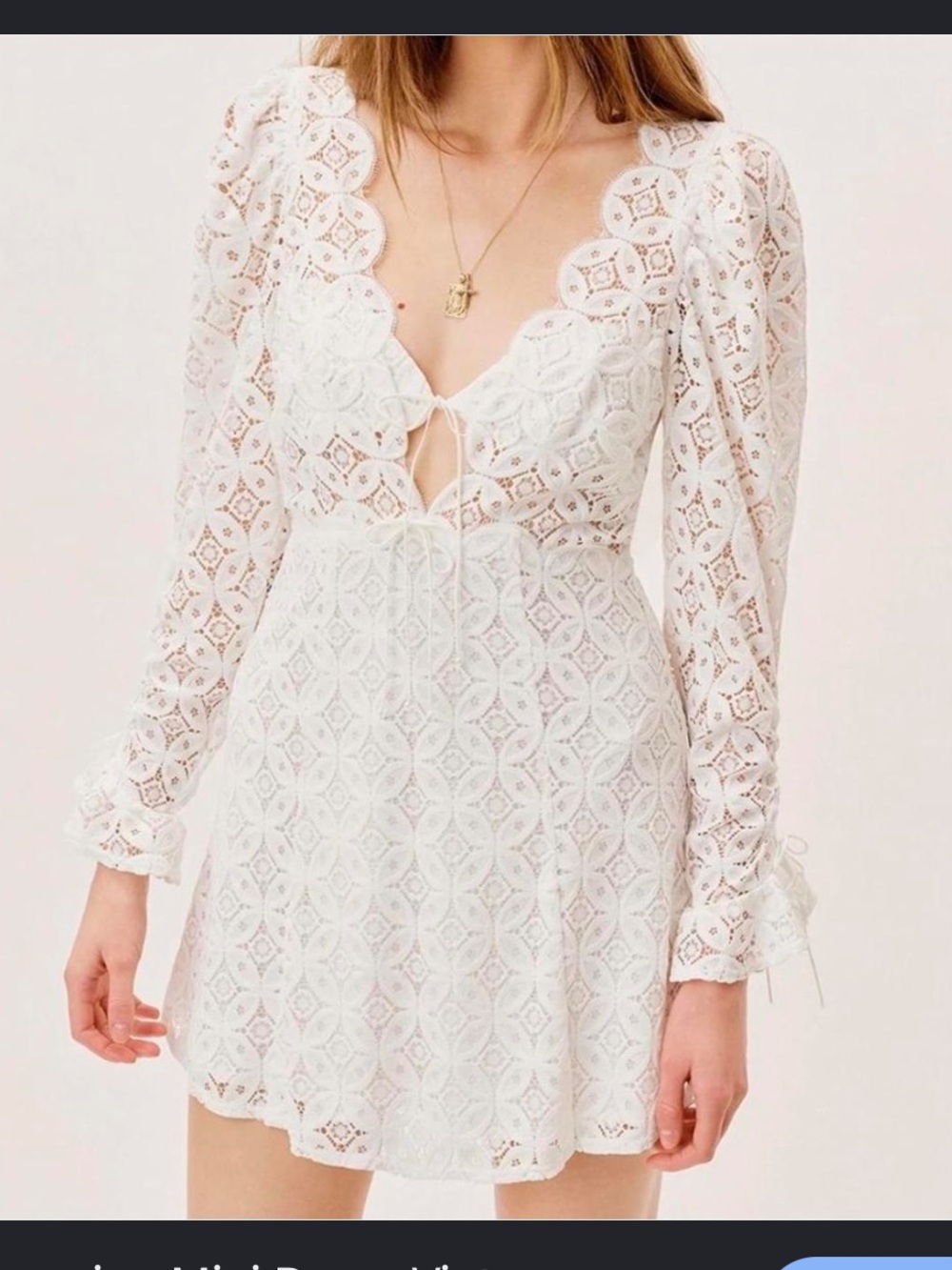 White Lace Long-Sleeve Swim Cover-Up Dress